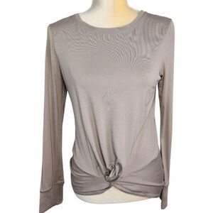Workout Top Sz S Peaceful Soft Twist Front Long Sleeve Tan  Active Exercise